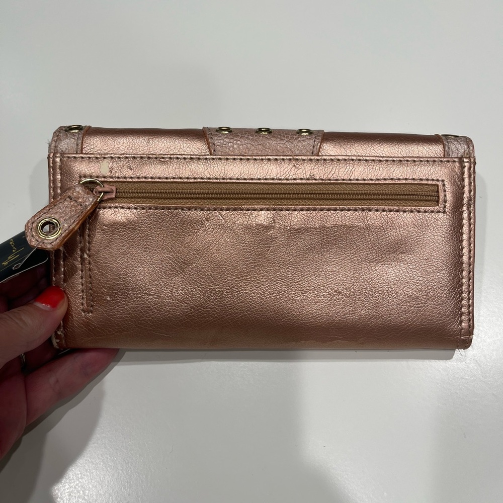 Mercer & Madison Blush Metallic Wallet Clutch with Gold Grommets - Picture 8 of 12